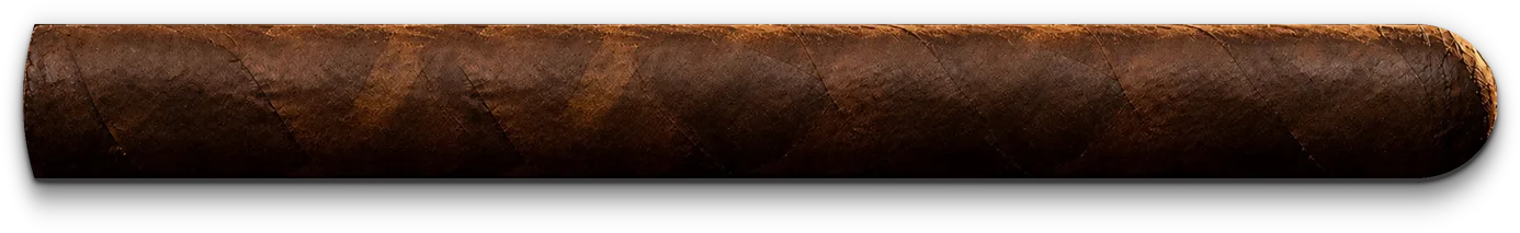 A Churchill cigar with a dark maduro wrapper and spiral seams, lit by warm amber light
